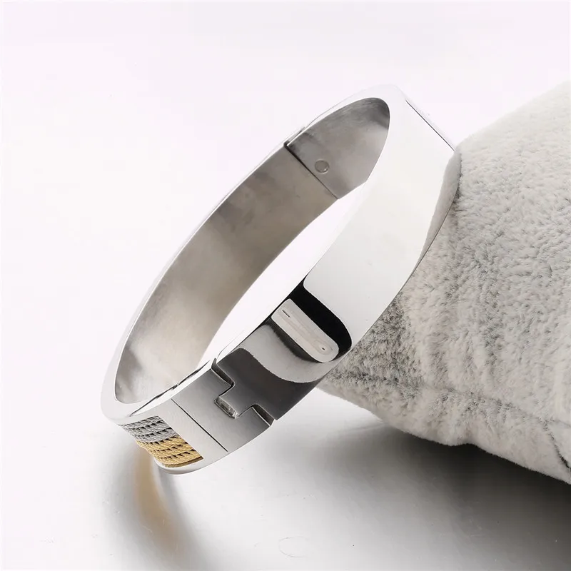 BUDONG роскошный шесть серебряных и золотых цветов широкий браслет из нержавеющей