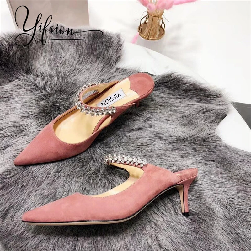 OLOME/Новинка сезон весна лето розовые туфли лодочки без задника женские на тонком