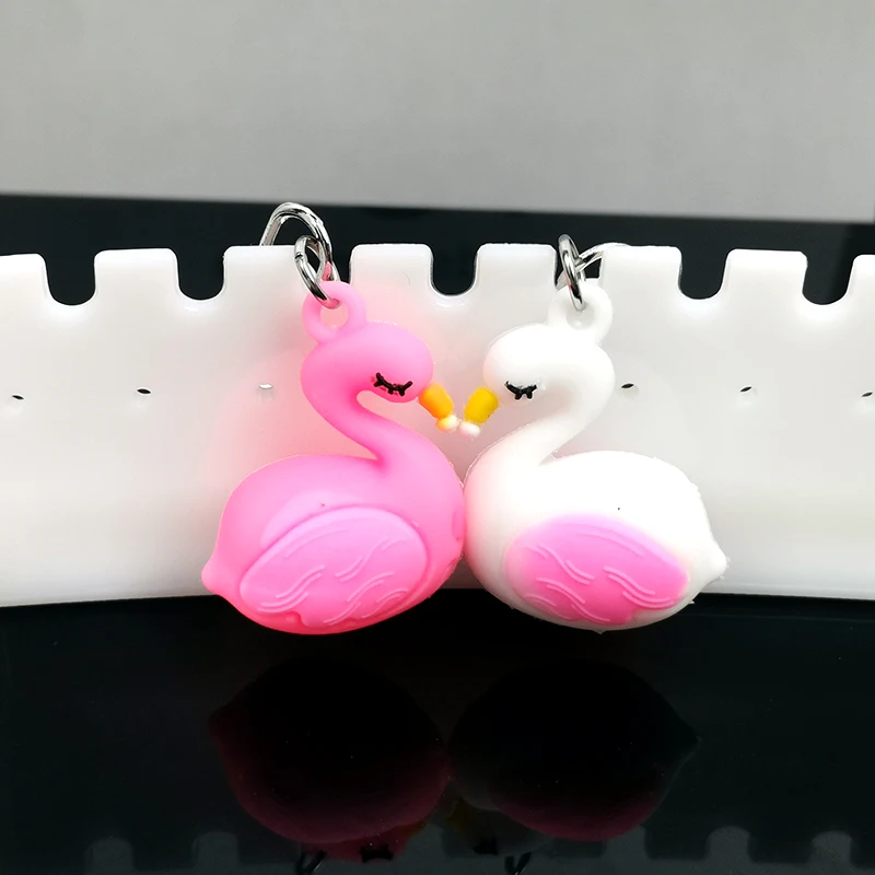 Милый брелок в виде фламинго мультяшный животный резиновый с птицей для пары