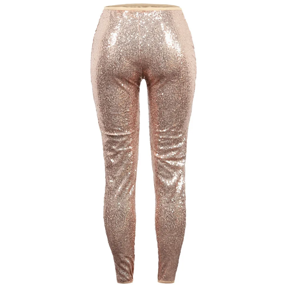 FREE OSTRICH Women Plus Size Shiny Sequin Slim Leggings Pants Ladies Sexy Clubwear Trousers pantalones mujer cintura alta