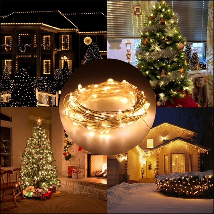 led fairy lights 10M 20M Silver Copper Wire USB String Light outdoor Christmas Tree Wedding Party Decoration Multicolor garland