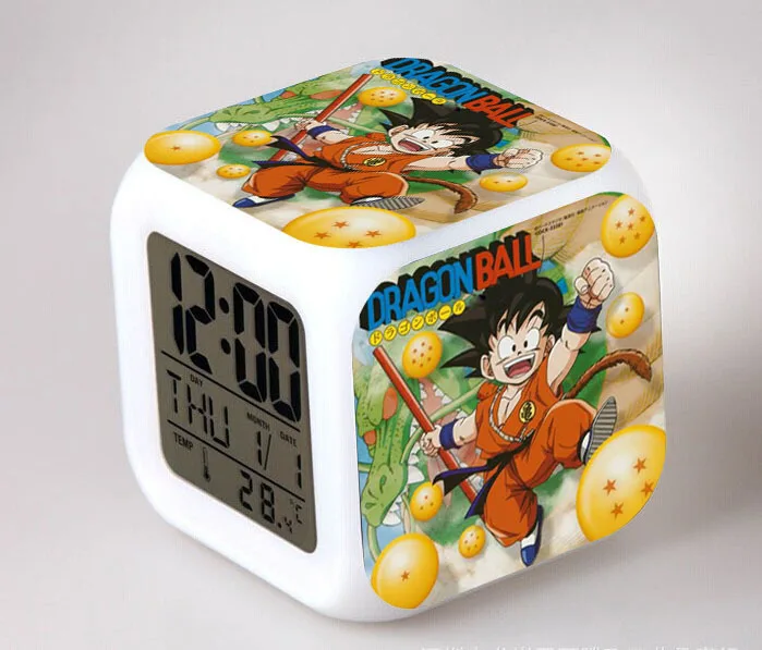 12 Япония Аниме DRAGON BALL Z Сон Гоку 7 цветов изменить светящийся будильник часы - Цвет: 12