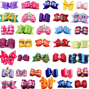 100 шт в паре, нижнее белье смешанного дизайна, триммер для стрижки волос, банты Стразы в виде короны, жемчугом и бантиком для собак резиновые ленты аксессуары Уход за лошадьми