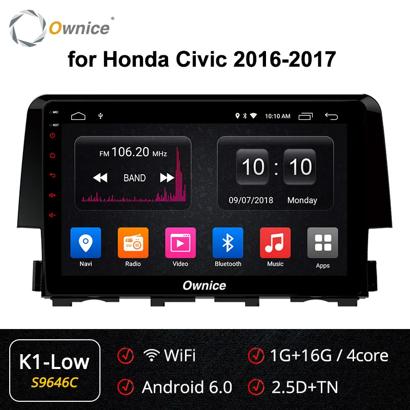 Ownice Восьмиядерный Android 9,0 k3 k5 k6 автомобильный DVD gps навигатор для Honda Civic 64G+ 4G SPDIF DAB+ DVR Carplay 360 Panorama - Цвет: S9646 K1-Low