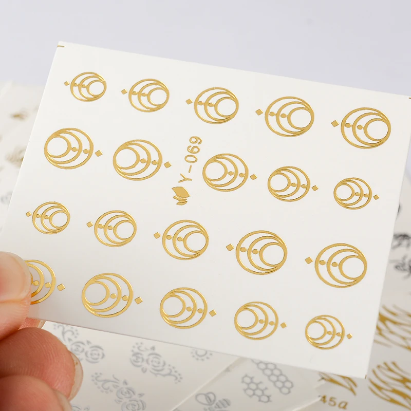 30 шт./компл. Золотой Серебряный ноготь стикер Переводные переводные наклейки
