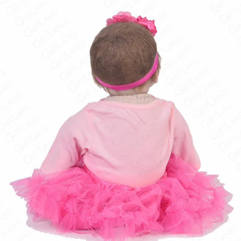 Reborn Baby Doll 22 дюймов детская ткань кукла мягкий хлопок милая девочка в розовой юбке