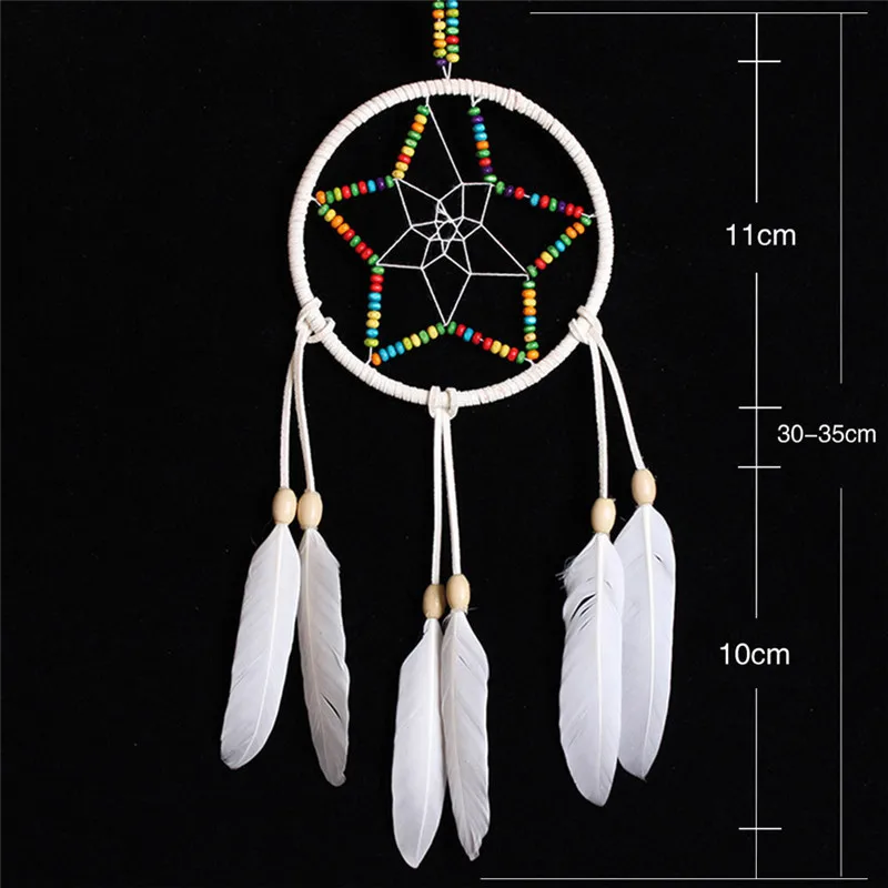 Пятиконечная звезда винтажная ручная работа Ловец снов с перьями настенный