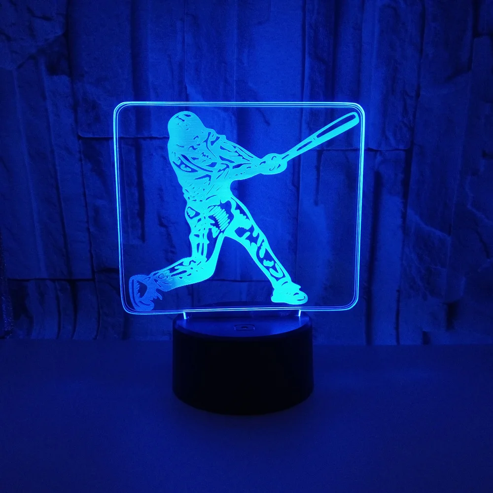 

Play Baseball 3D Night Light Acrylic LED Colorful Remote Touch Atmosphere Lamp Baby Sleeppping Desk Table Lamp Creative Gift
