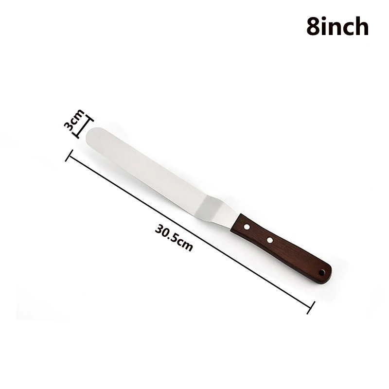 Bending-8inch FHEAL 4/6/8/10 дюймов Нержавеющая сталь лопатка для торта соблазнительный крем масло для Ножи гладкой обледенения глазурь разбрасыватель удобрений помадка, кондитерские изделия Инструменты для тортов - Цвет: Bending-8inch