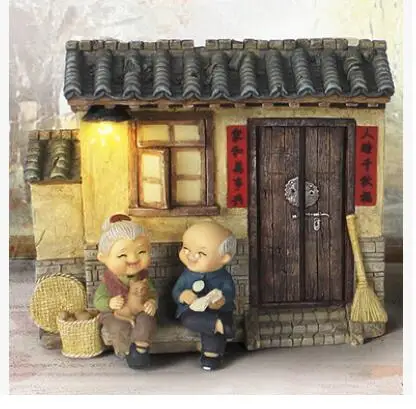 Zakka старый пару лет леди family украшения творческие свадебные украшения комнаты старший подарки старейшины culpture статуя - Цвет: Светло-серый