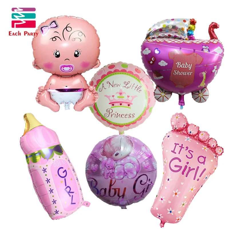 Baby Shower Air Воздушные шары 1th День рождения украшения Фольга Воздушные шары для маленьких девочек и мальчиков С Днем Рождения Гелия шаров Globos 6 шт./лот