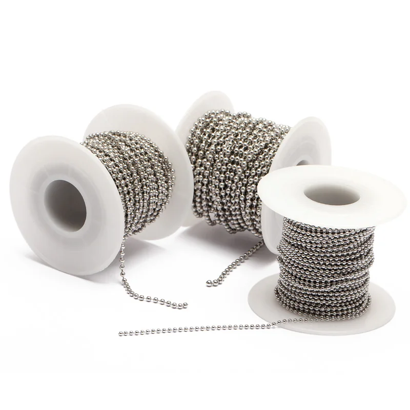 

REGELIN Fashion 10m/Roll Dia1.5/2/2.4mm Stainless Steel Ball Bead Chains Bulk Chain Simple Style Necklace DIY Necklaces Findings