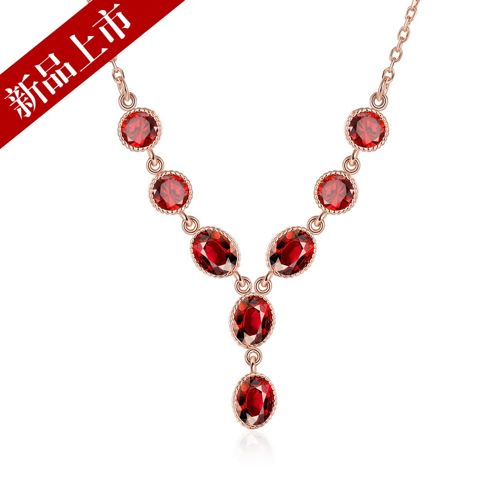 Модное украшение длинное ожерелье из розового золота с цирконом латуни и женский