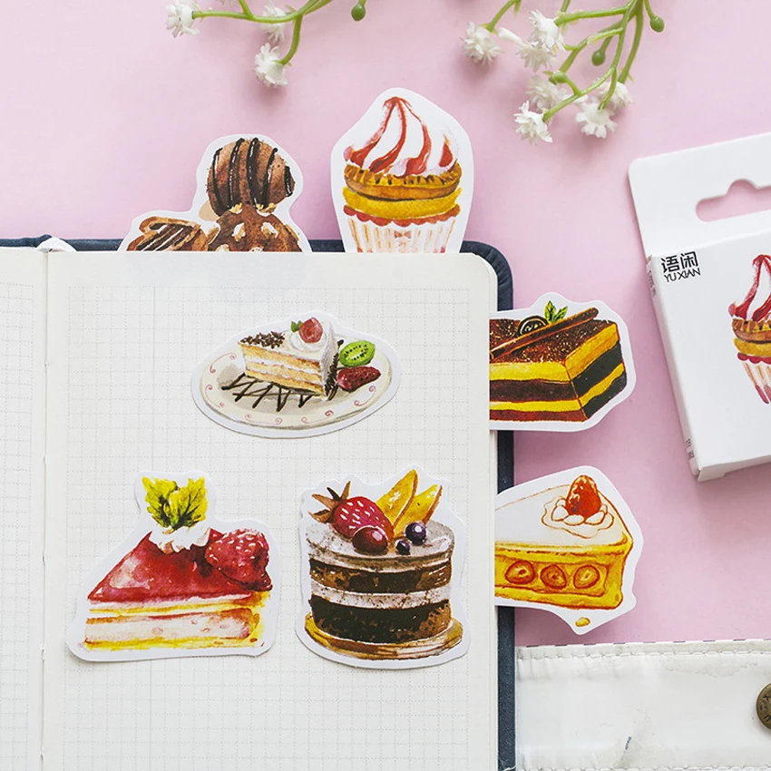 

50pcs/box Super Cute Sweet Cake Mini Handmade paper sticker Diary Scrapbooking Decorative DIY Stickers Stationery