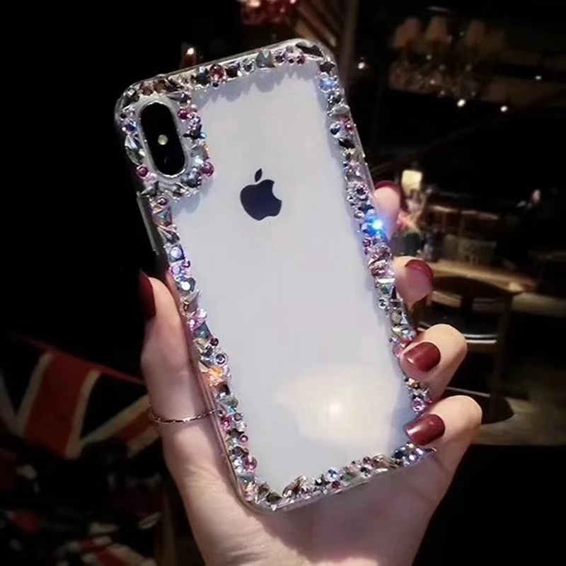 Luxury Glitter Diamond Phone Case for IPhone X 6 6S Plus Back Cover Soft Silican TPU Transparent 7 8 Fundas |