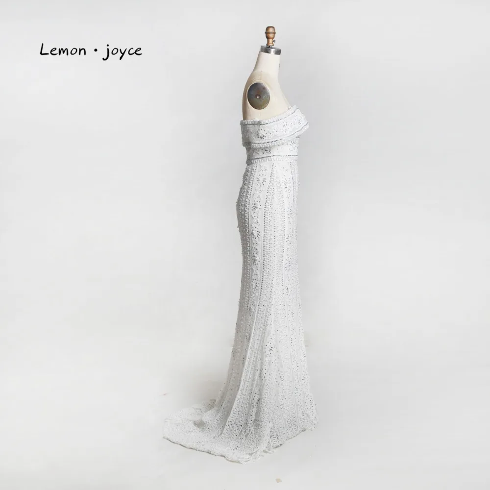 Lemon joyce Длинные вечерние платья 2020 элегантные с вырезом лодочкой кристаллами и