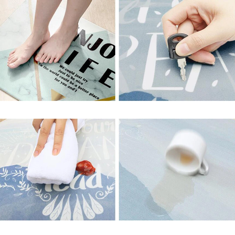 

Nordic Style Long Kitchen Waterproof Carpet Floor Mat Living Room Hallway Rugs PVC Anti-Slip Entrance Door Mats Doormat Home