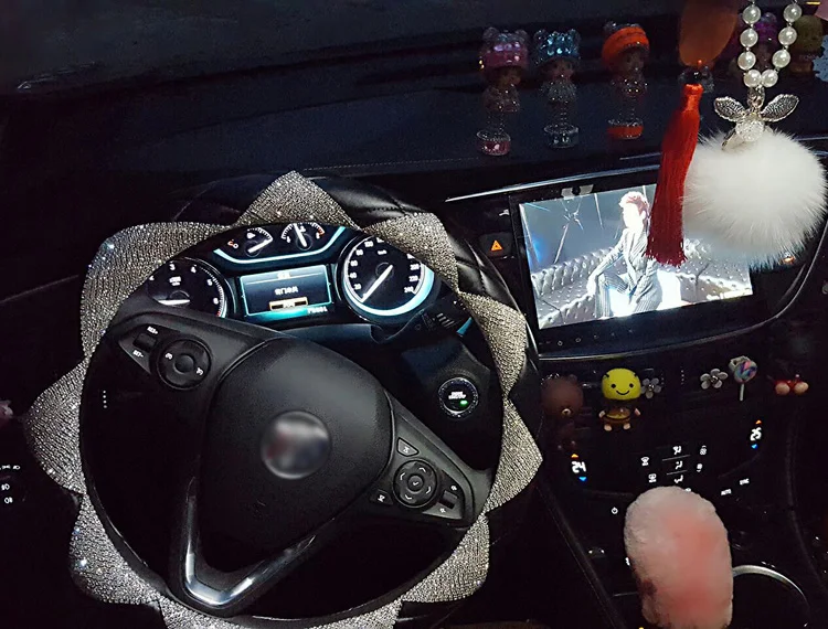 MUNIUREN Новые Роскошные Алмазные Кожаные чехлы рулевого колеса автомобиля для женщин Побрякушки Кристалл Авто ручка Крышка салонные аксессуары
