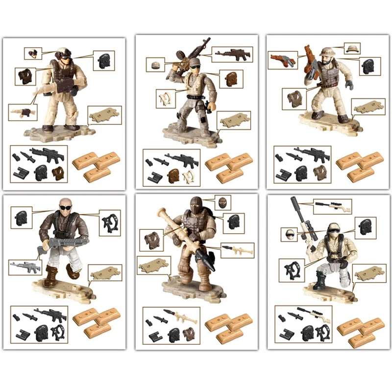 

Modern military Desert Storm army forces figures assemable building bricks mega minifigs weapons blocks toys for boys gifts