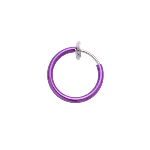PURPLE 1 шт., невидимые серьги на клипсах для женщин и мужчин, поддельные Пружинные клипсы на носу, кольцо-обруч, кольцо для губ, спираль, кольцо-обруч, кольцо для ушей - Окраска металла: PURPLE