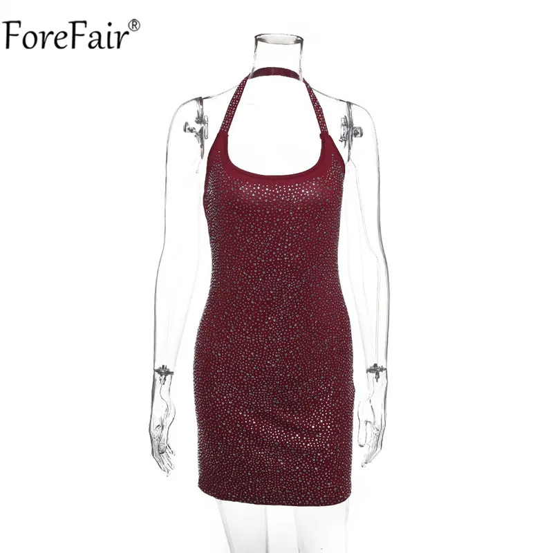 Женское облегающее платье с блестками ForeFair черное розовое мини-платье на