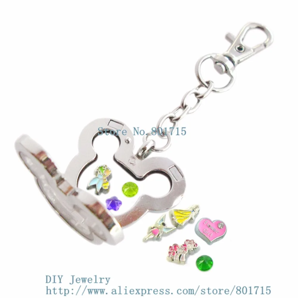 1 Набор плавающий Магнитный брелок в форме мыши из цинкового сплава|floating locket