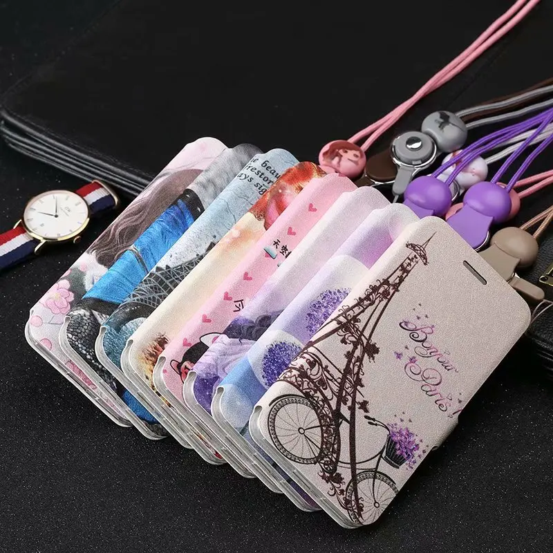 PCDG флип-чехол для Xiaomi Redmi 4 Prime 4X5 Plus Note3 4 Note 5 Note 4X Global Version 5A Pro Чехол-бумажник s capa lanyard