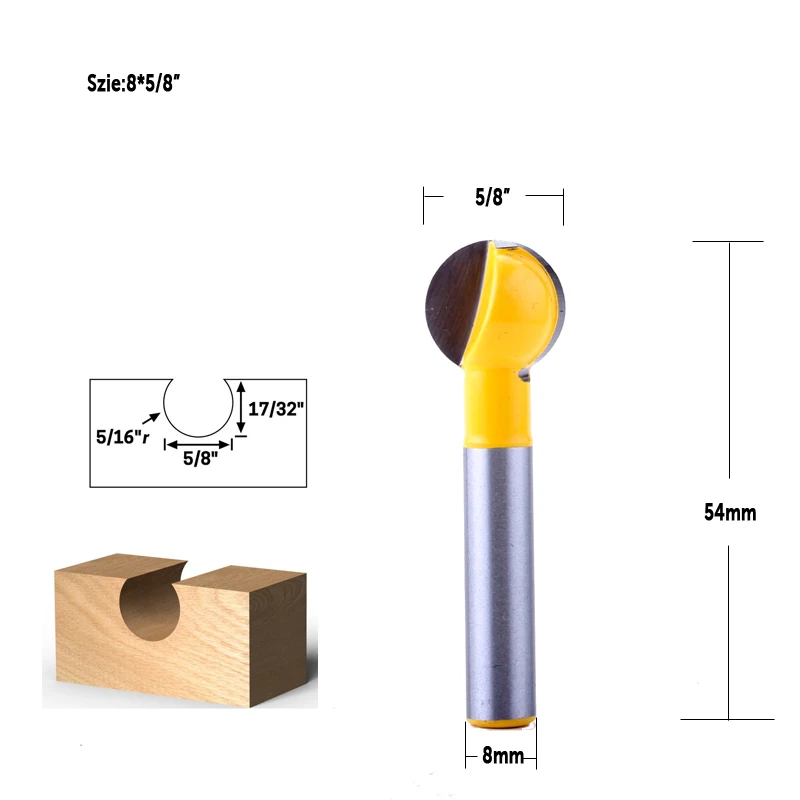 D15.9mm CHWJW 8 мм хвостовик 1 шт. шаровой конец круглый резьба бит фрезы деревообрабатывающие фрезы твердосплавные бит Деревообработка - Длина режущей кромки: D15.9mm
