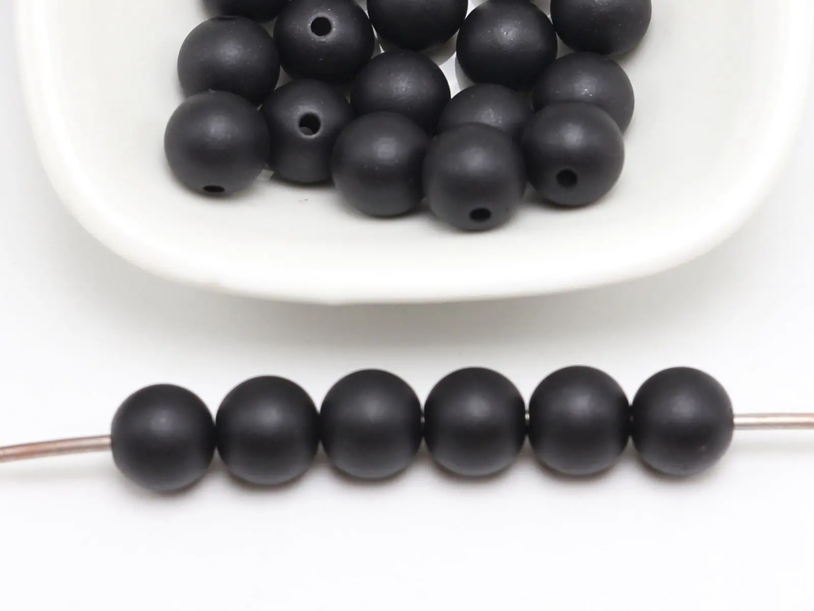 

200 Matte Black Acrylic Pearl Round Beads Imitation Pearl 8mm(0.31")