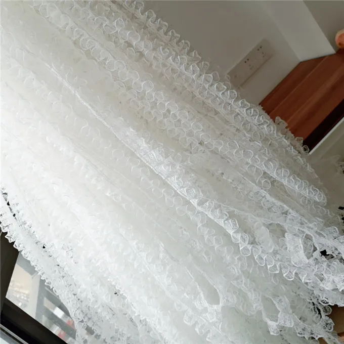 2.5CM Wide Luxury Tulle Lace Fabric 3D Pleated Cotton Embroidery Ribbon Collar Neckline Trim Decor DIY Sewing Guipure Supplies