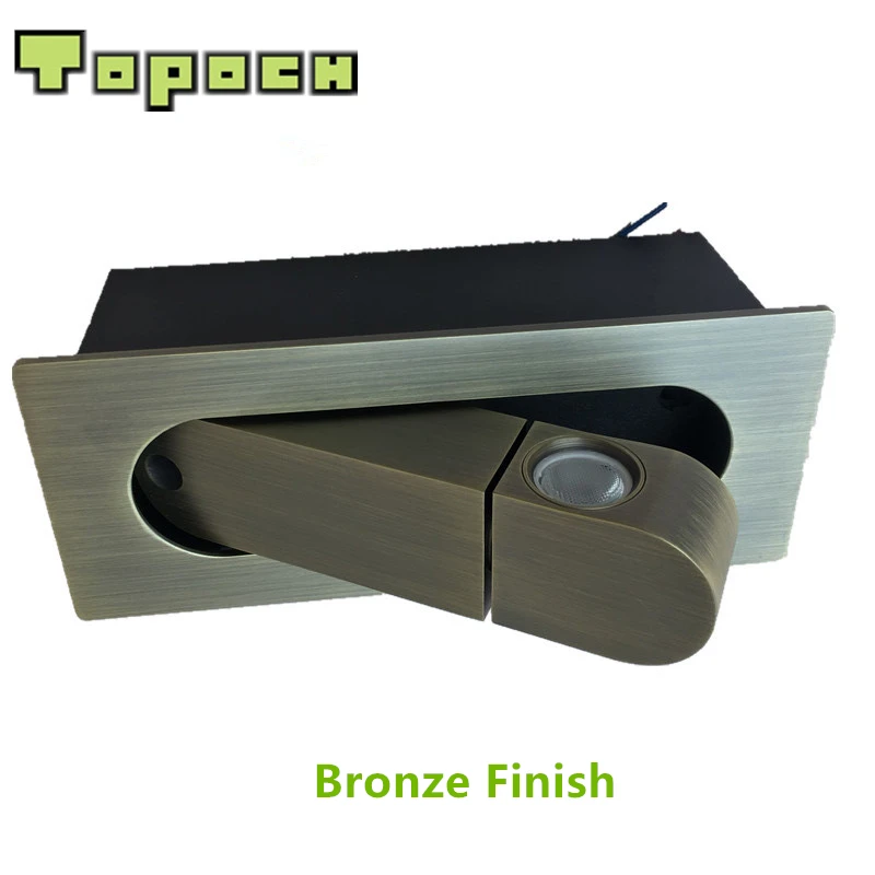 Топочная настенная лампа Nordic с полупогружным монтажом и выдвижной вращающейся головкой 3 Вт светодиодный узконаправленный луч черного бронзового хромированного исполнения по желанию.