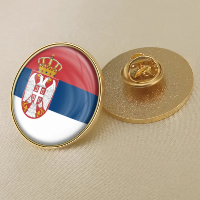 Нагрудные булавки с одним флагом - Окраска металла: Serbia-C