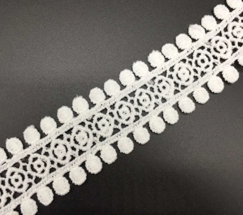 3 ярдов высококачественное красивое белое хлопковое кружево лента тесьма