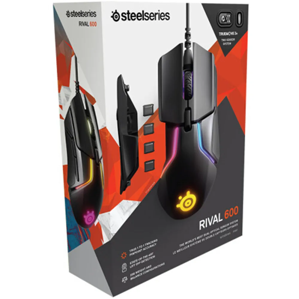 Steelseries Rival 600 игровая мышь TrueMove3+ двойной оптический сенсор RGB взвешиваемая профессиональная FPS мышь