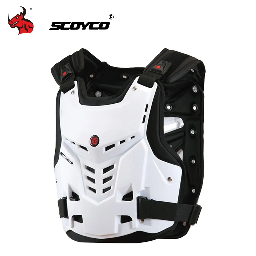 white armor SCOYCO мотоциклетная куртка защитная Экипировка мотоциклетная Броня мото езда грудь задняя защита Броня Мотокросс Внедорожный гоночный жилет - Цвет: white armor