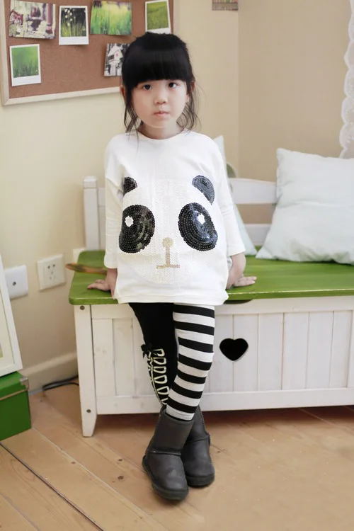 2 предмета одежда для новорожденной девочки Новинка куртка панды малышей Топ +