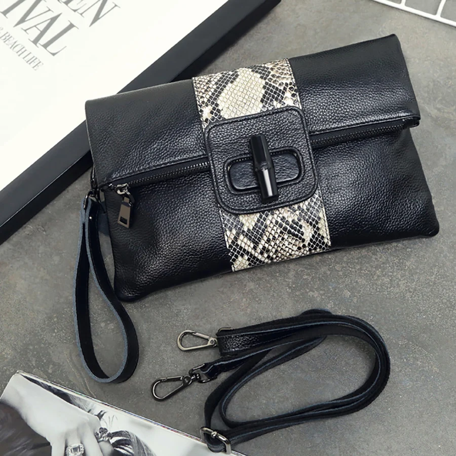 Женский складной клатч в полоску под змеиную кожу сумки на плечо из