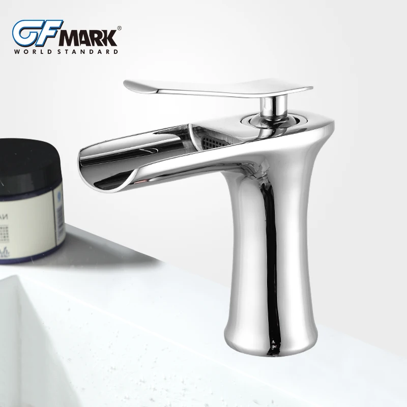 

Basin Faucets Waterfall Bathroom Faucet Single handle Basin Mixer Tap Bath Antique Faucet Brass Sink Water Crane Silver 6009
