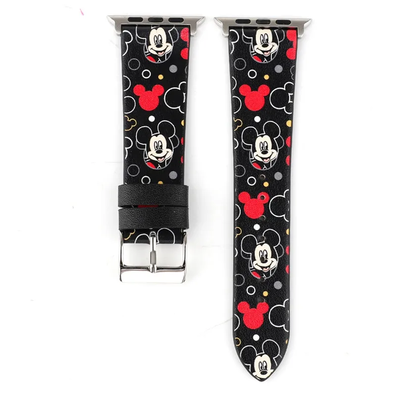 Кожаный ремешок в горошек с изображением Минни Микки и кошки hello kitty для Apple Watch серии 4, 3, 2, 1, ремешок для iWatch 38, 42 мм, 40, 44 мм, мышь