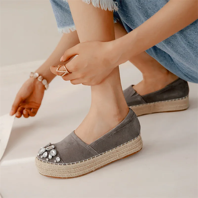 Женские кожаные балетки FEDONAS на плоской подошве модный красивый со стразами