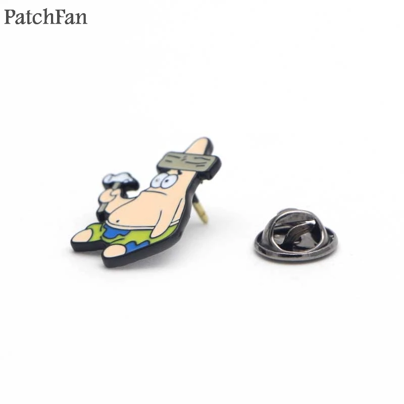 Patchfan Квадратные Штаны Патрик звезда цинк галстук булавки броши для рюкзака, одежды для мужчин женщин Декоративные значки медаль A1214