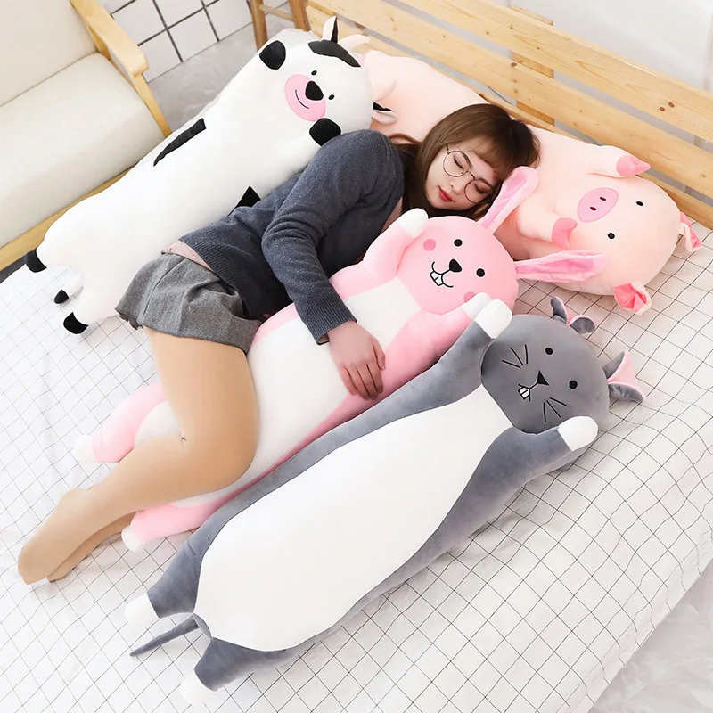 

60/95cm Plush Animal Pillow Toys Soft Baby Pillow Stuffed Sofa Cushion Plush Bear Cow Squirrel Chick Dolls Cute Children Gifts
