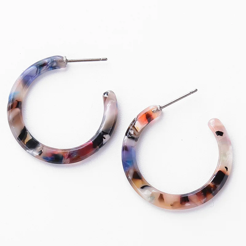 

Simple Bohemian Acrylic Earrings 2021 Fashion Jewelry for Women Statement Round C Hoop Earrings Female Leopard Earring Wholesale