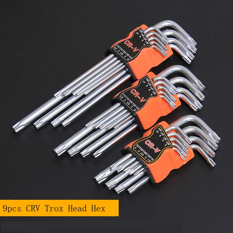 Внутренний шестигранный гаечный ключ 9 комплектов полулёгких плоских головок