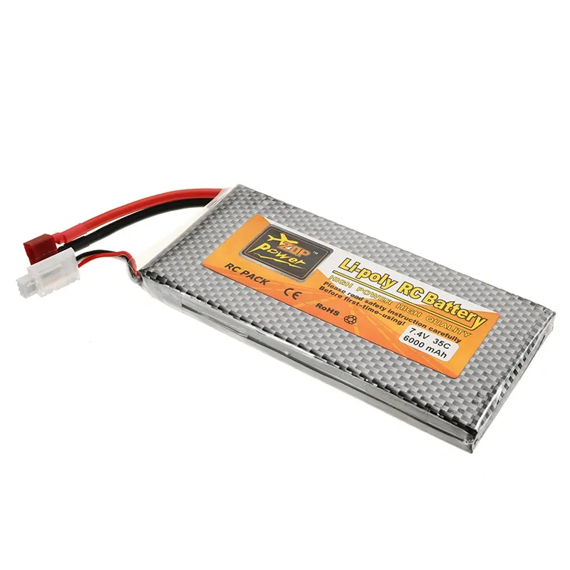 Высокое качество Перезаряжаемый ZOP Power 7 4 V 6000 мА/ч 35C 2 S Lipo Батарея T штекер для RC