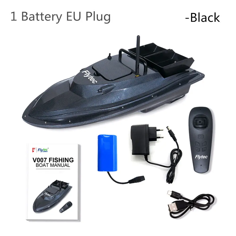 Flytec RC лодка V007 2011-5 обновленная версия умная Цифровая автоматическая Частотная Модуляция Дистанционное радиоуправление устройство рыболовный инструмент - Цвет: Black EU 1Battery