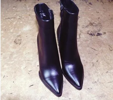 autumn of fashion new ANN# DEMEULEMEESTER wedges pointed leather boots women |