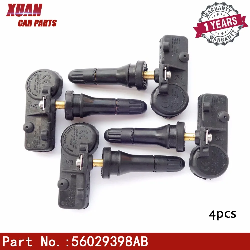 XUAN, 4 шт., датчик давления в шинах для Dodge Challenger, Charger DURANGO GRAND CARAVAN JOURNEY 2010- TPMS 56029398AB