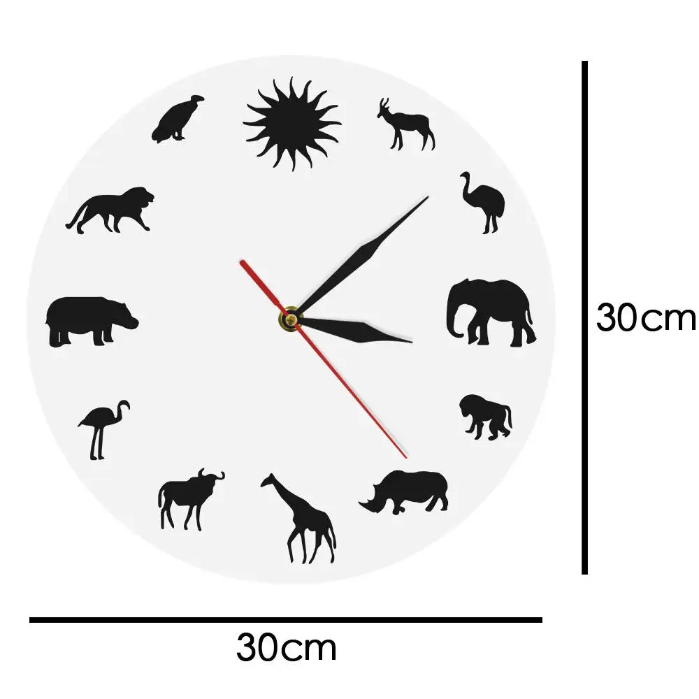 1 шт. знаковые настенные часы с изображением слона 12 дюймов жирафа оленя
