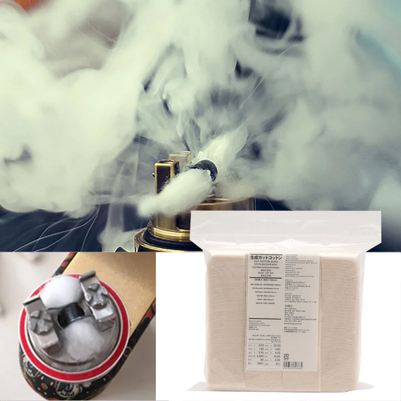 Японский органический хлопок без отбеливателей для электронной сигареты с огромным паром, катушкой RDA RDTA и ватой для макияжа и ухода за лицом.